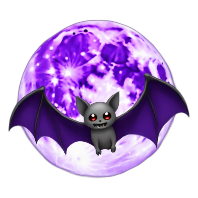 realistic full moon dripping purple behind with vampire bat wings flying in front sticker