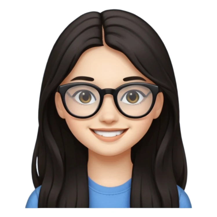 ragazzina di 16 anni mora capelli lunghi con occhiali neri sticker