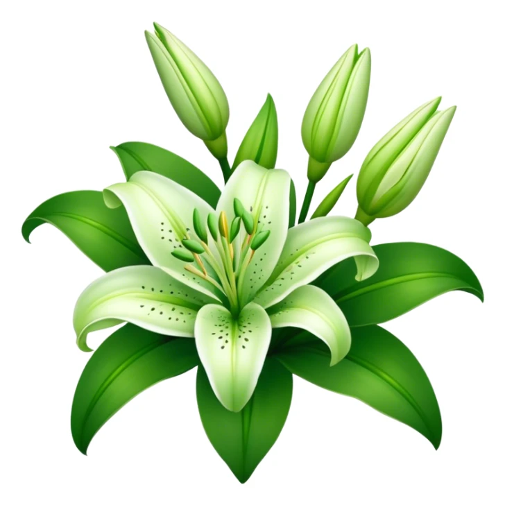 bouquet Soft Green Lily, luxuriant, leaf, bud sticker