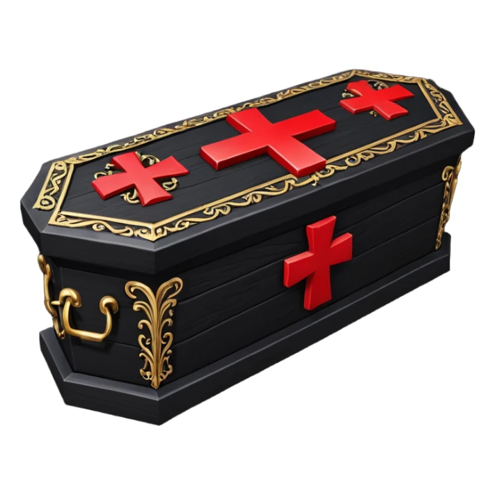 Gothic Victorian black coffin with a Red Cross on it  sticker
