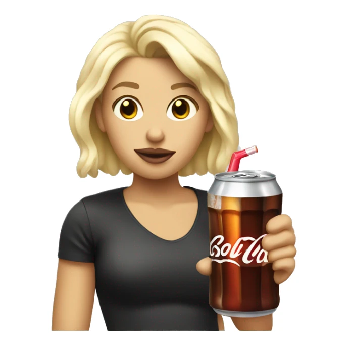 white baddie with blond hair drinking cola sticker