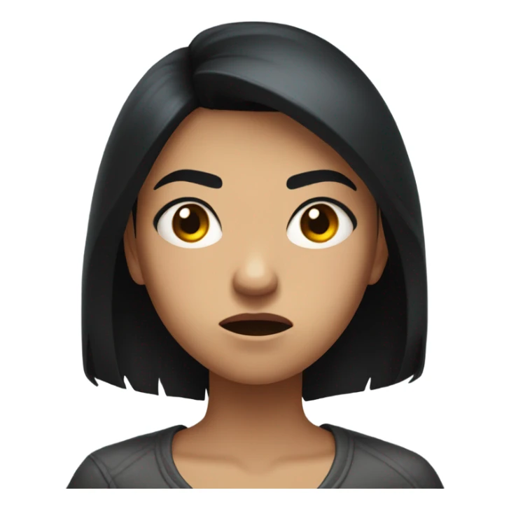 angry girl with straight black hair  sticker