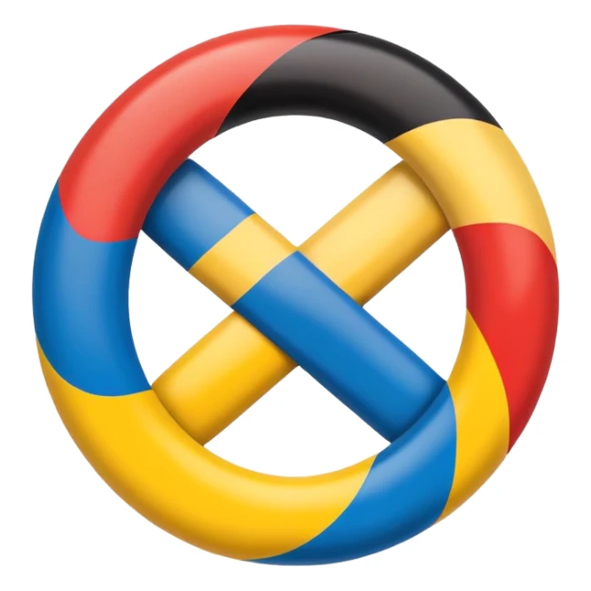 Integration symbol with German and Ukrainian flags connecting sticker