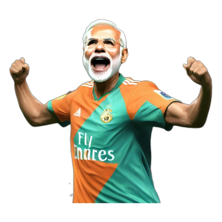 hyper realistic narendra modi doing cristiano ronaldo's celebration 'siuuu' sticker