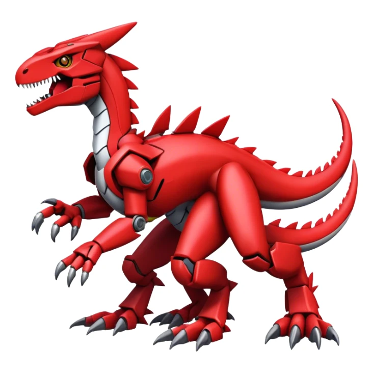  Cool Edgy Futuristic Red Digimon-Fakemon-Guilmon-Velociraptor-Dragon-Mecha full body sticker