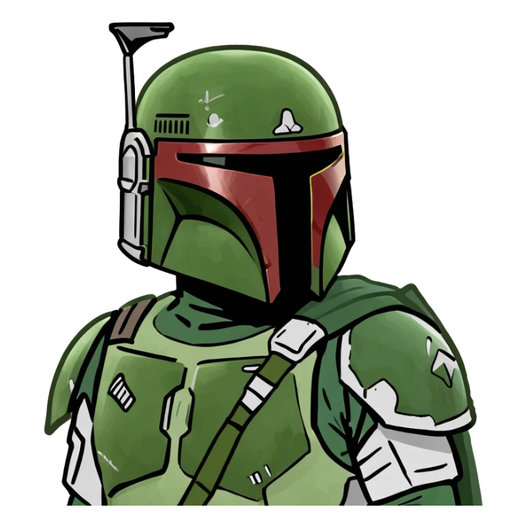 Boba Fett, Star Wars bounty hunter, green bufo frog meme style sticker