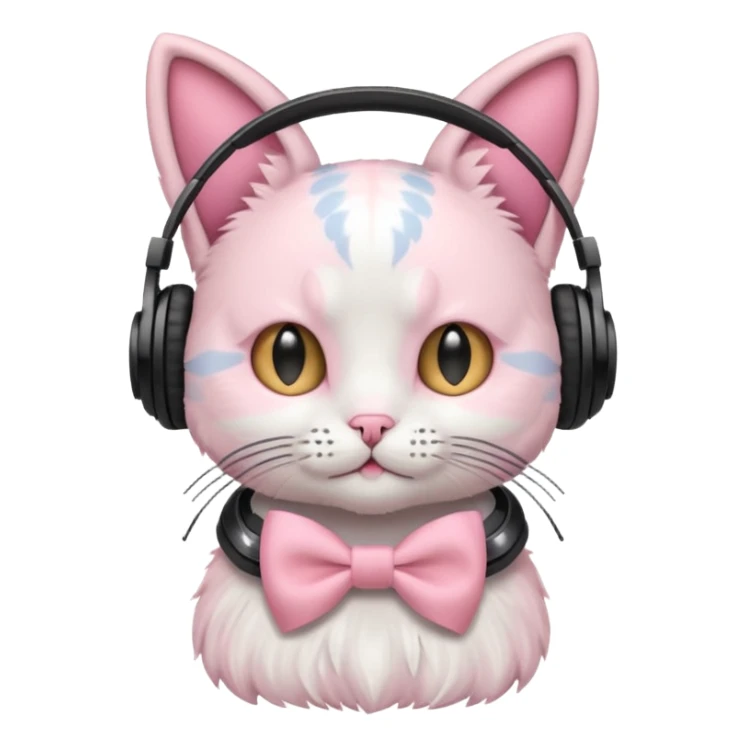 Cat Headphones With Pastel Pink Bow  sticker