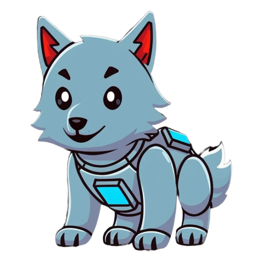 cyber wolf bot analyzing football stats with holographic football interface sticker