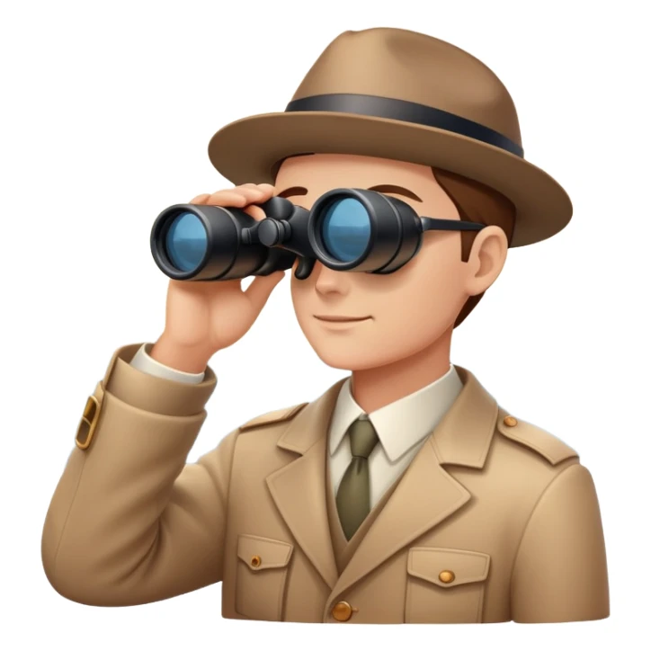 Visionary figure looking at horizon with binoculars, seeing future success sticker