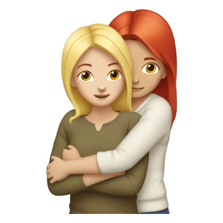 Blonde and red hair girls hugs sticker