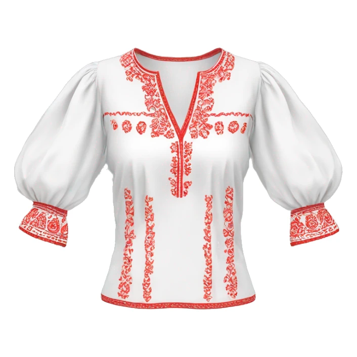 Blouse 👚 vyshyvanka, white with red embodiary on sleeves sticker