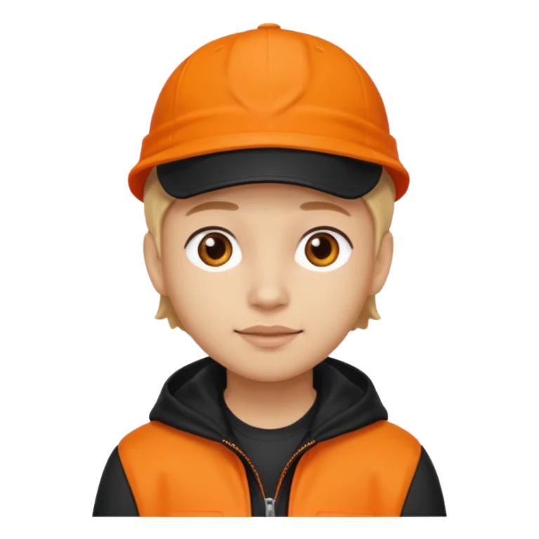 Kindly Keyin, Male YouTuber with orange cap, orange shirt, black jacket sticker