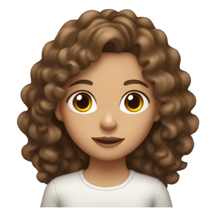 girl with long curly 3A brown hair with brown eyes sticker