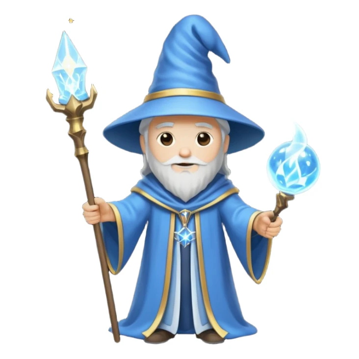 Stickman dressed as a wizard holding a staff that is glowing with magic sticker
