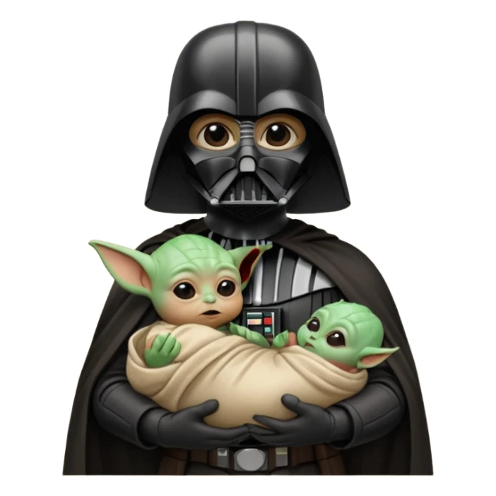 Darth Vader holding baby Yoda sticker