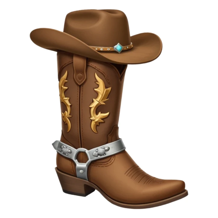 cowboy boot with spurs and a cowboy hat on top sticker