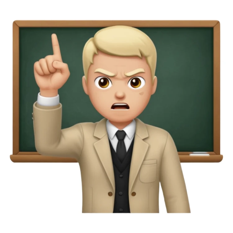 a person teaching a class and teacher is angry sticker