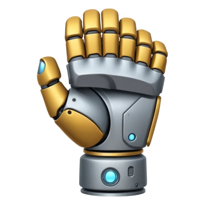 bulky robot fist, back of hand, metallic sticker