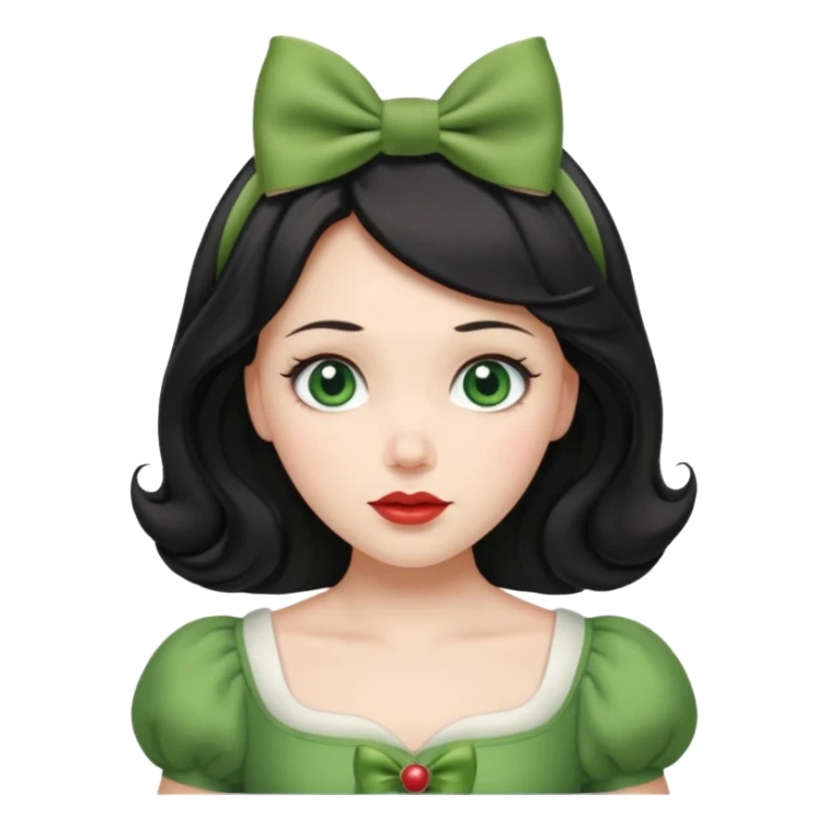 snow white with green dress hair bow and green eyes sticker