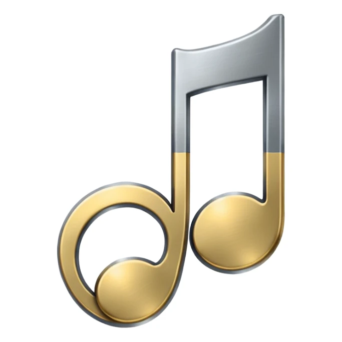 music note with a chromic metal texture, no gold  sticker