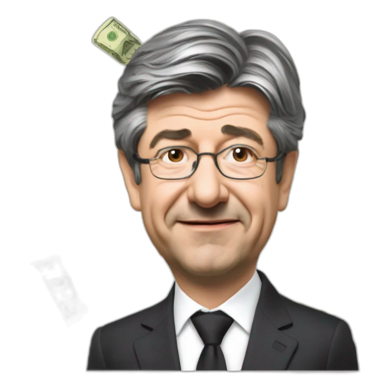 mélenchon qui tien une liasse de billet sticker