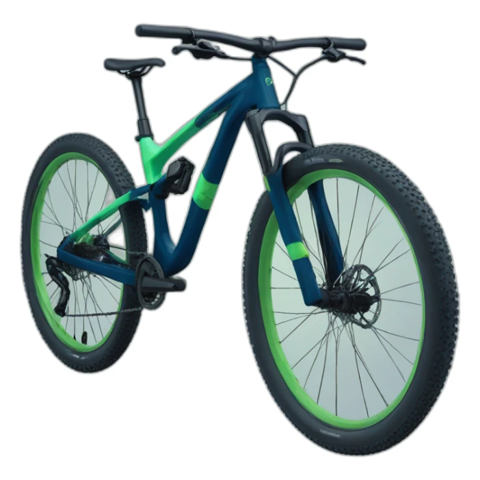 mountain bike in dark blue and aloe-green color sticker