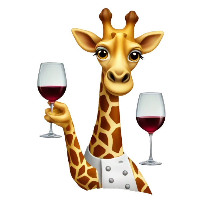 French giraffe holding red wineglass sticker