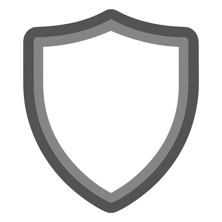 Make this shield icon social media style, flat grey color, modern and minimal, with no background (transparent). sticker