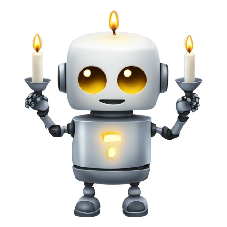 Kind robot holding one candle in each hand sticker
