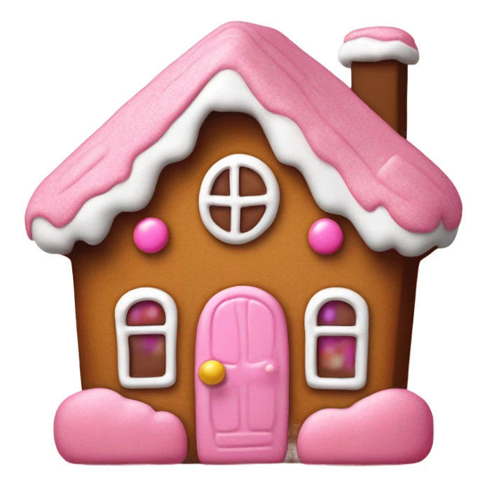 A pink and brown gingerbread house  sticker