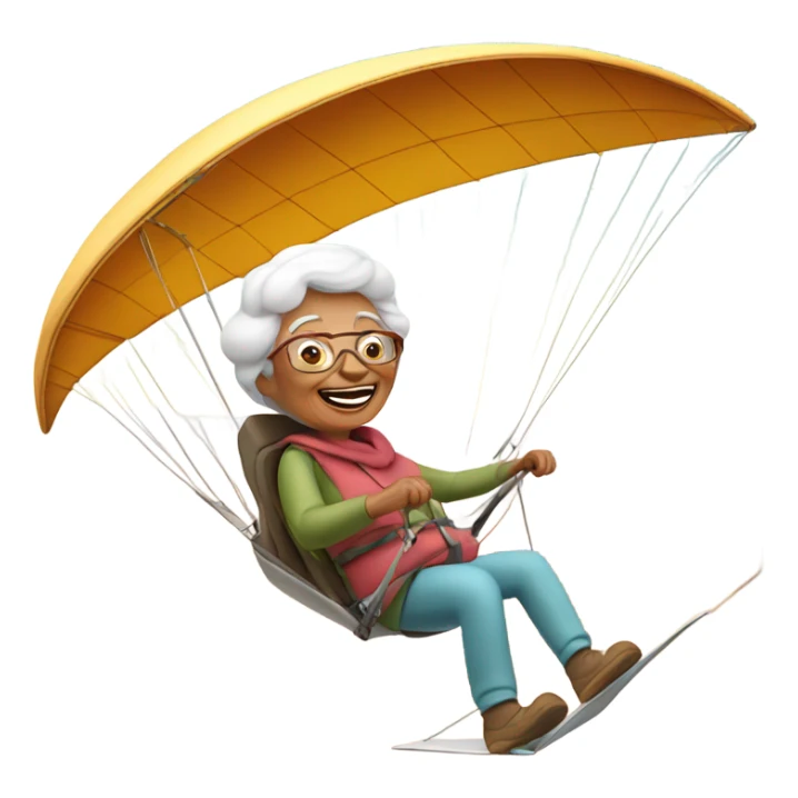 Grandma hang gliding in a desert  sticker