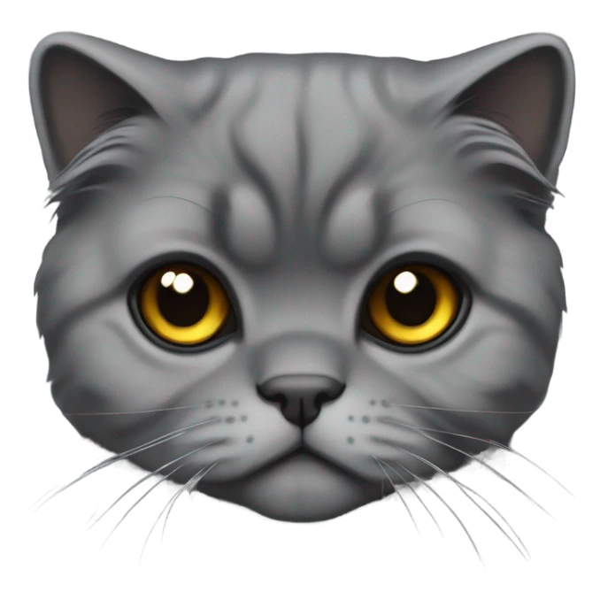 All dark grey Scottish fold cat long hair fold ear sticker