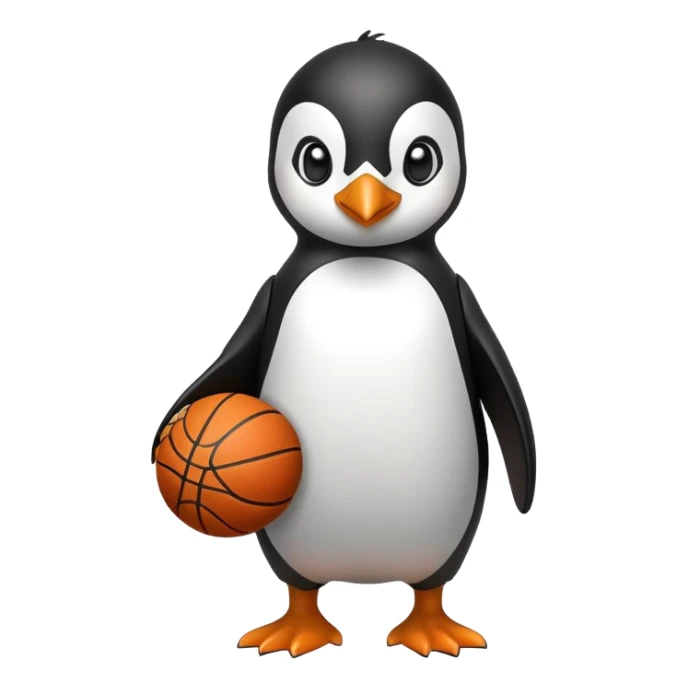 Penguin with a basketball jersey and abs sticker
