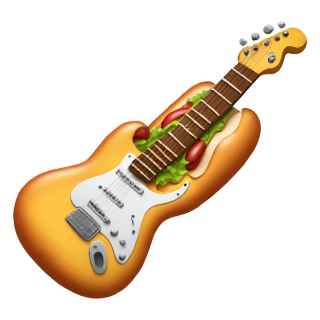 A hot dog rocking out with a guitar and one sock on sticker