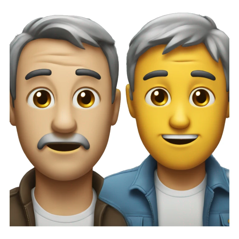 An image with two identical emoji faces. On the left, a sad man. On the right a happy man. sticker