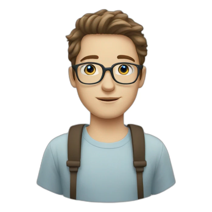 Brunette white boy with blue eyes with glasses sticker