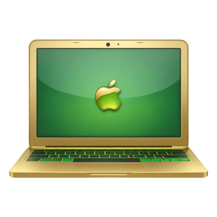 laptop in golden and green colours sticker