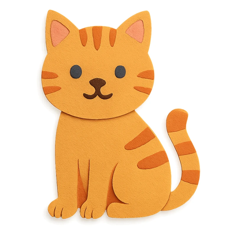 cat sitting with simple background in paper-craft style sticker