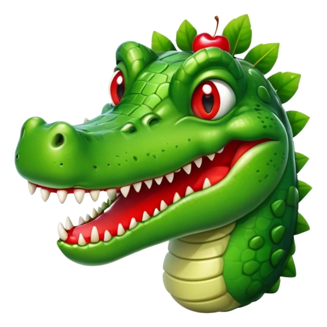 Cocodrile smiling with a cherry on his hand sticker