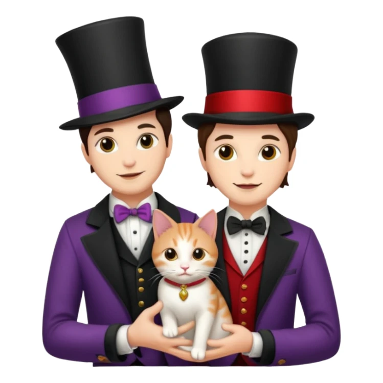 magician couple and their pet cat sticker