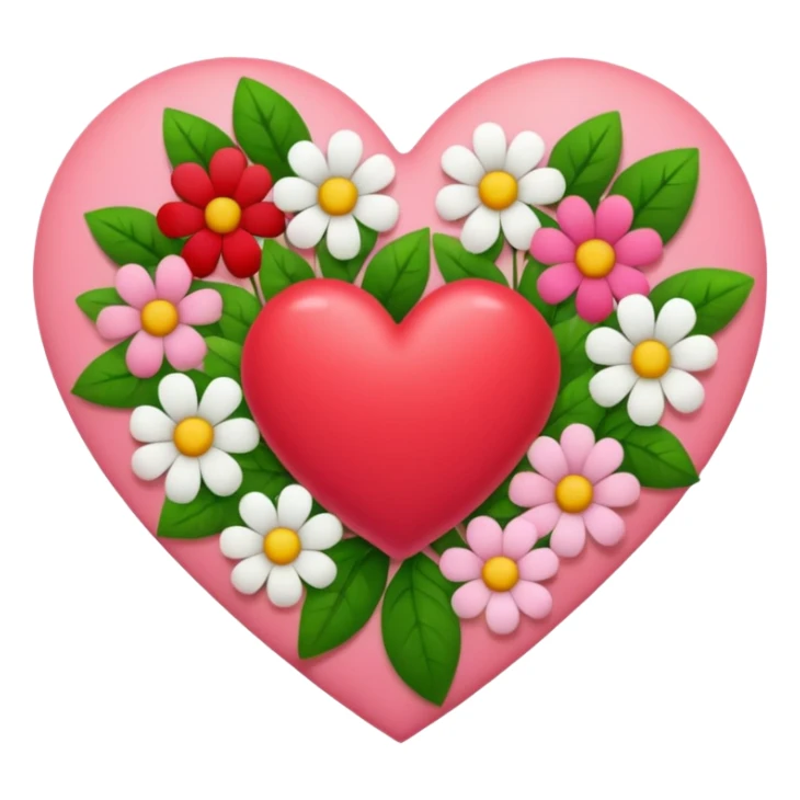 a heart made of flowers with leaves sticker