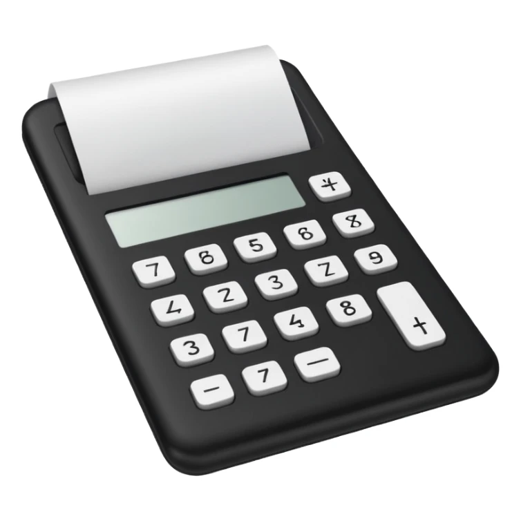 calculator next to a sheet of paper sticker