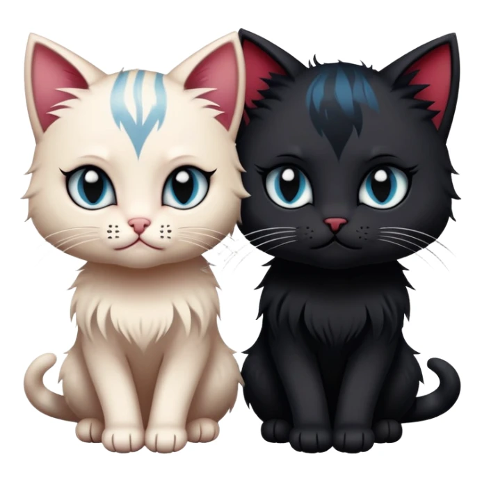 two emo cats in love with tattoos and cool hair, plus three emo kittens sticker