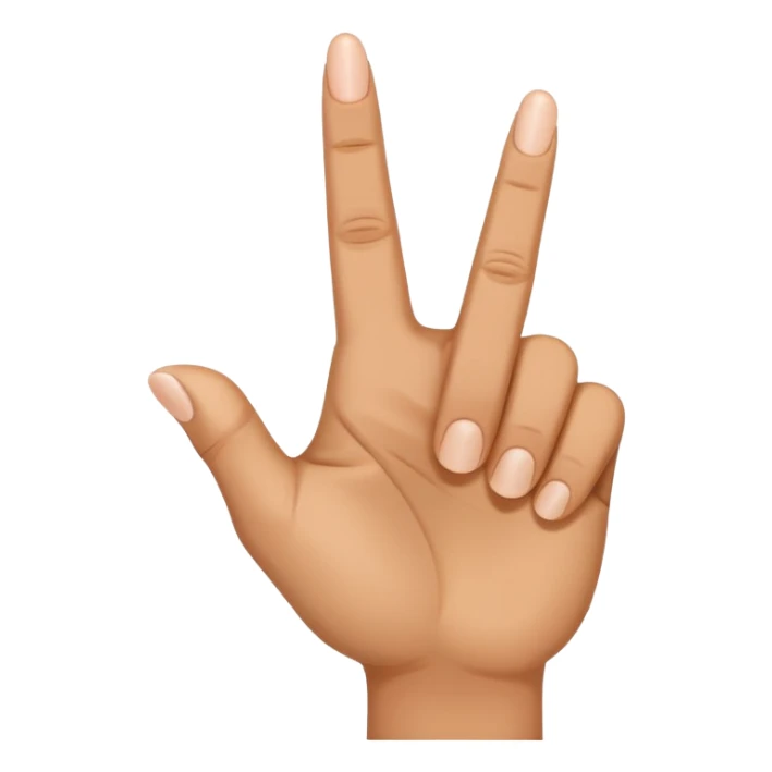 hand showing middle finger, index finger, and thumb, with other fingers down sticker