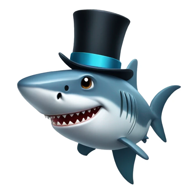 Shark with a top hat sticker