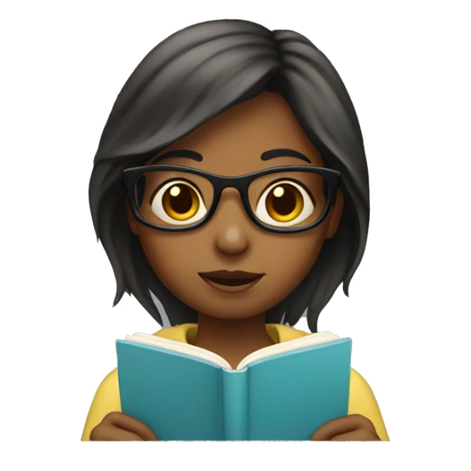 Girl with glasses reading  sticker