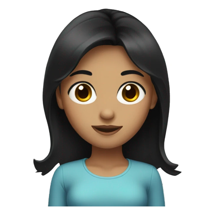 Girl with black middle long hairs and black eyes  sticker