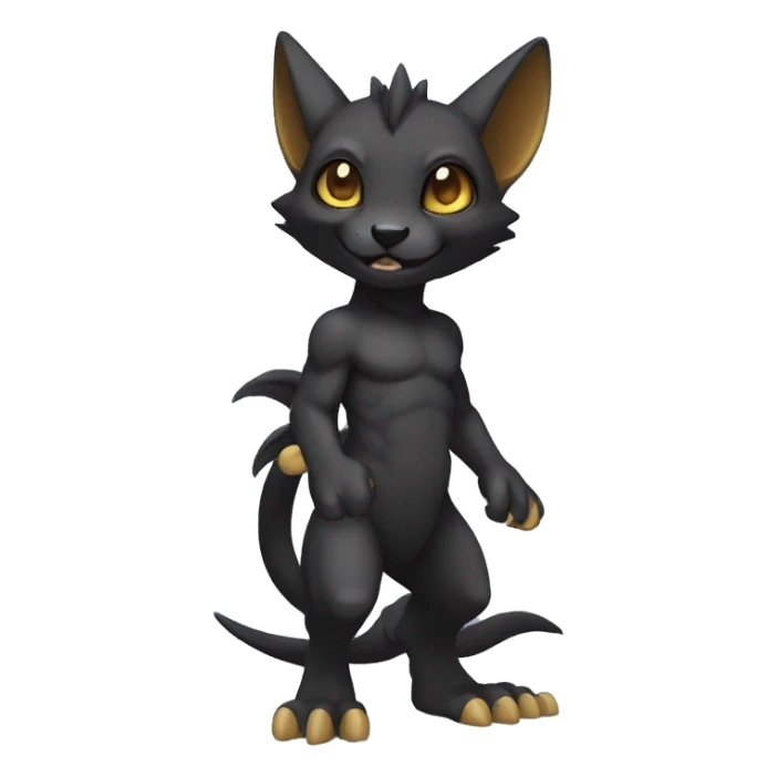 a anthro chibi-style black Fakémon-hybrid full body sticker