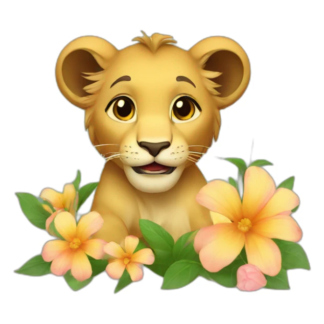The lion cub and the flowers sticker