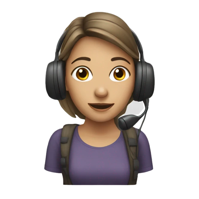 A young woman calling with a headset sticker